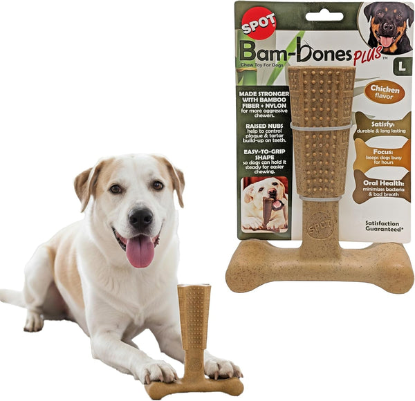 SPOT Bam-Bones plus T Bone – Bamboo Fiber & Nylon Dog Chew Toy for Moderate to Aggressive Chewers, Durable Long Lasting & Non-Splintering, Beef Flavor Toy for Adult Dogs & Puppies under 60 Lbs, 6 In27