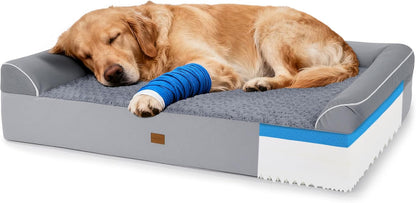 HOMBYS 7” Thickness Orthopedic Dog Bed for Large Giant Dogs, Double-Layer Memory Foam Waterproof Washable XXL Dog Sofa Bed with Bolster Headrest, Ultra-Supportive for Joint & Arthritis Relief1