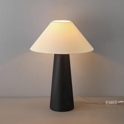 Novogratz X 18" Ceramic Table Lamp, Matte Black, Off-White Tapered Fabric Shade, In-Line Rocker Switch, 5 Ft. Clear Cord, Home Office, Desk, Living Room6