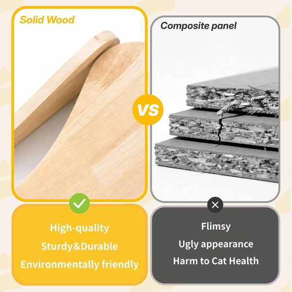 Sisal Cat Scratchers for Indoor Cats - 26.2" Large Cat Scratching Board, Wooden Cat Bed with Scratch Pad, Modern Cat Furniture for Lounging/Sofa Protector4