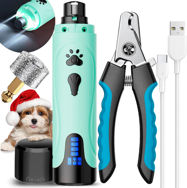 YABIFE Super Quiet Dog Nail Grinder & Clippers Kit with 2 LED Lights, 3 Speeds up to 12,000 RPM, Lower than 30Db Electric Pet Nail Trimmer for Small Medium Large Dogs and Cats10