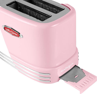 Retro Countertop Microwave Oven - Large 800-Watt - 0.9 Cu Ft - 12 Pre-Programmed Cooking Settings - Digital Clock - Kitchen Appliances - Pink & Retro Wide 2-Slice Toaster, Vintage Design7