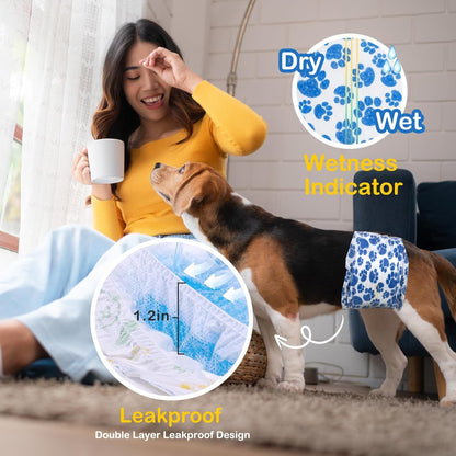Dono Dog Diapers Male, Disposable Male Dog Wraps 60Ct, Ultra Absorbent Doggie Diapers, Rapid-Dry Leak-Proof Puppy Diapers, Wetness Indicator Excitable Urination Incontinence, Small5