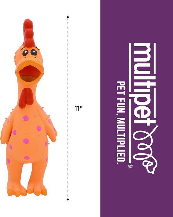 Multipet Polka Dot Globken Chicken Latex Dog Toy - Squeaky Toy for All Dogs - Easy-To-Clean Squeaky Toys - Latex Dog Toys for Playing (1 Count, 11.5”, Random Color Surprise)5