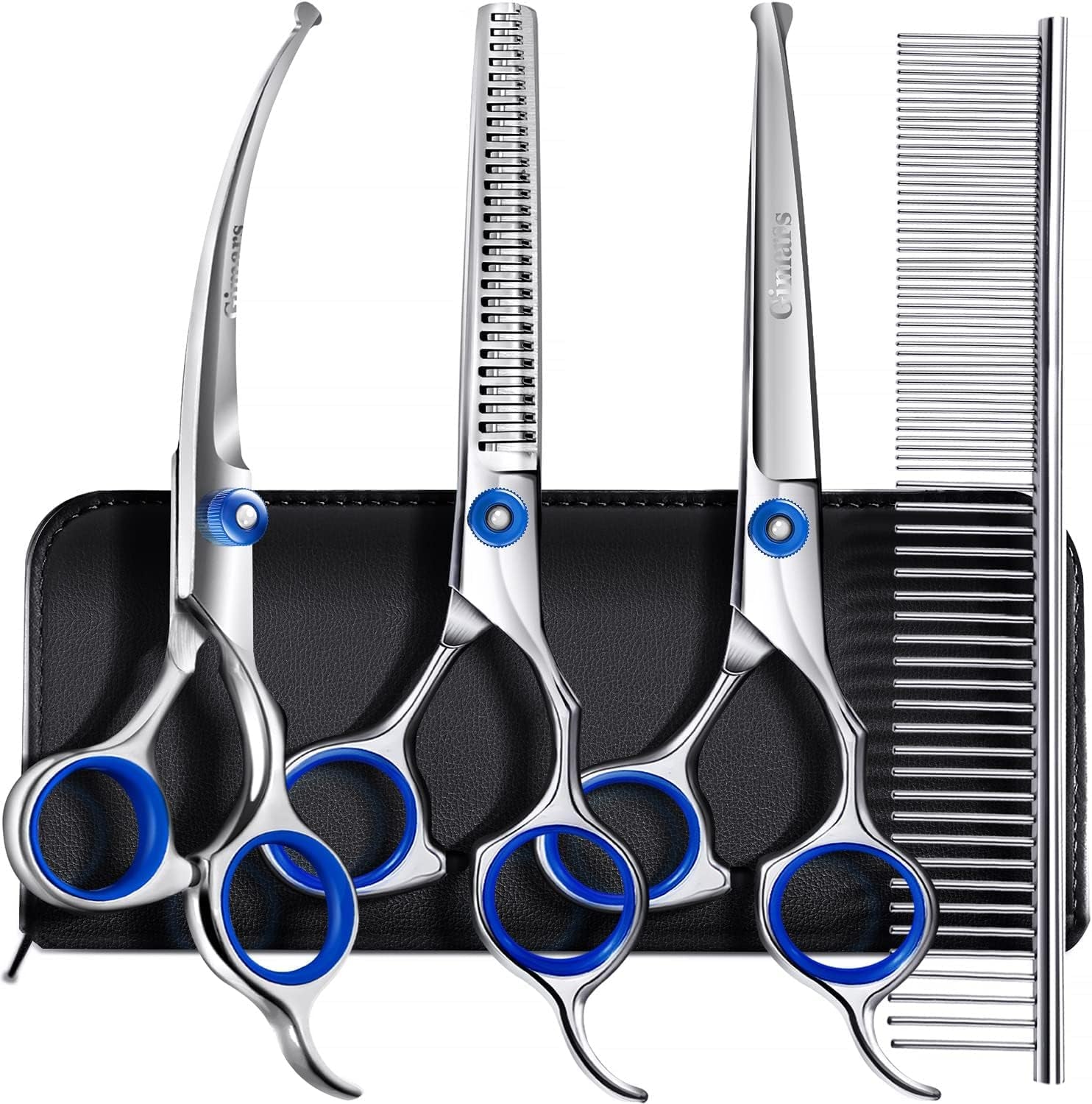 gimars-titanium-coated-professional-6-in-1-4cr-stainless-steel-dog-grooming-scissors-with-safety-round-tip-heavy-duty-pet-grooming-scissor-for-dogs-cats-and-other-animals