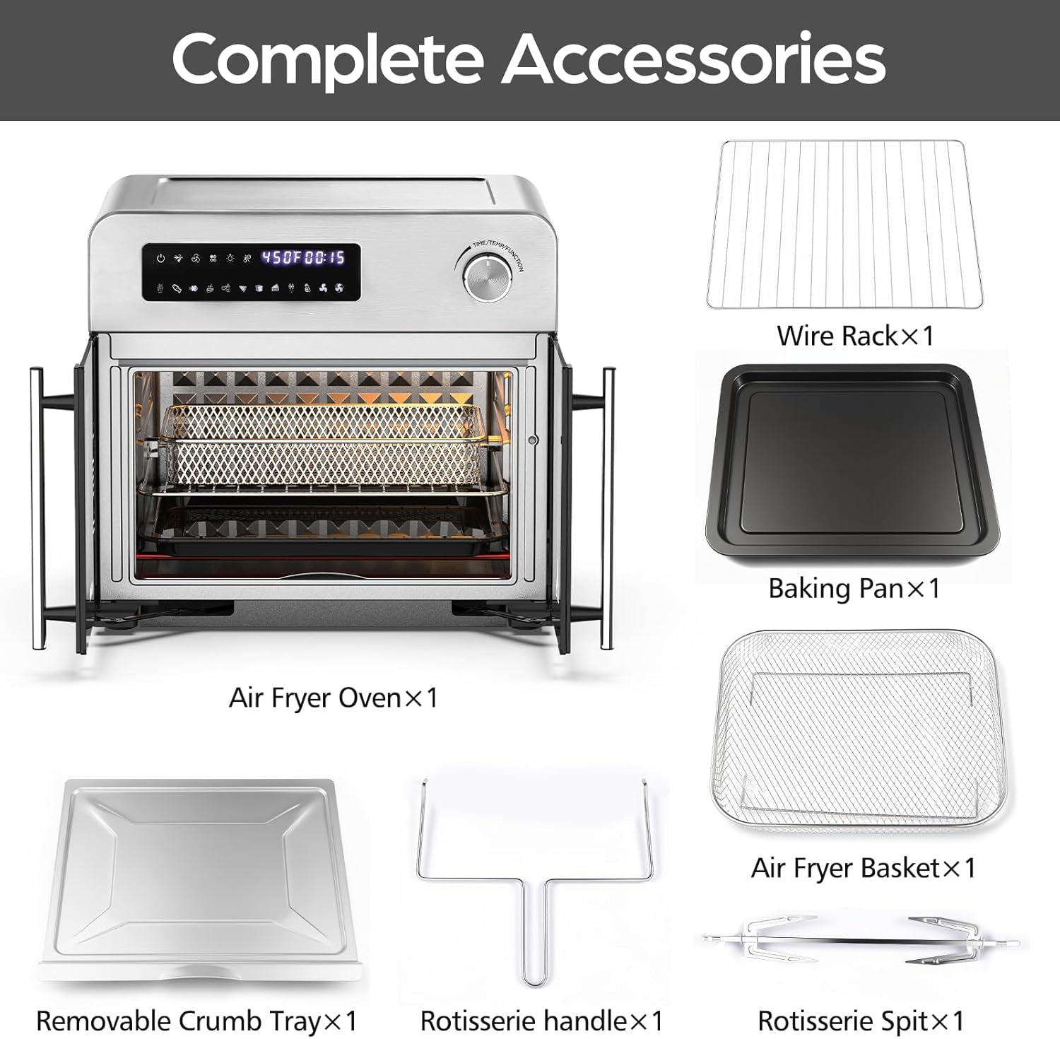 french-door-air-fryer-toaster-oven-combo-24qt-10-in-1-oven-1700w-heating-adjustable-fan-speed-rotisserie-function-102-recipe-book-removable-crumb-tray-stainless-steel-finish