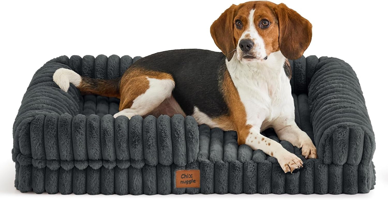 chixnuggle-orthopedic-dog-bed-washable-cover-faux-fur-bolster-pet-couch-waterproof-egg-crate-foam-non-slip-bottom-for-small-medium-dogs-dark-grey-30-24-7-dog-sofa-puppy-bed