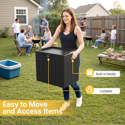 Outdoor Storage Box 31 Gallon Storage Box with Lid for Patio Furniture, Garden Tools, Pool Supplies, Waterproof and UV Resistant, Lockable, Dark Black3