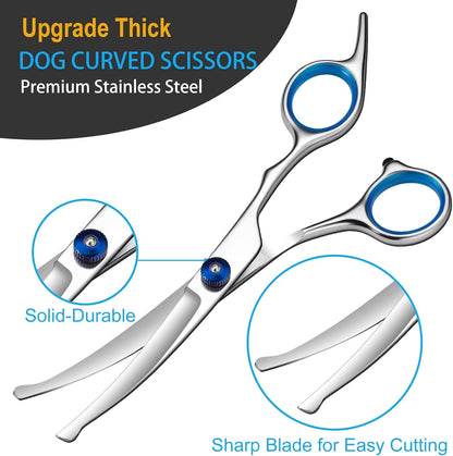 5 in 1 Upgraded Thicken Dog Grooming Scissors, Professional Dog Scissors for Grooming with Safety round Tips, Lengnoyp Stainless Steel Thinning Shears, Pet Cat Shears for Grooming Kit4