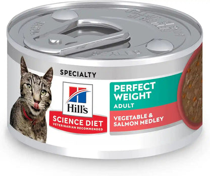 Hill'S Science Diet Adult Perfect Weight Wet Cat Food Variety Pack | #1 Veterinarian Recommended, Vegetable & Chicken and Liver & Chicken, 2.9 Oz. Cans, 12-Pack16