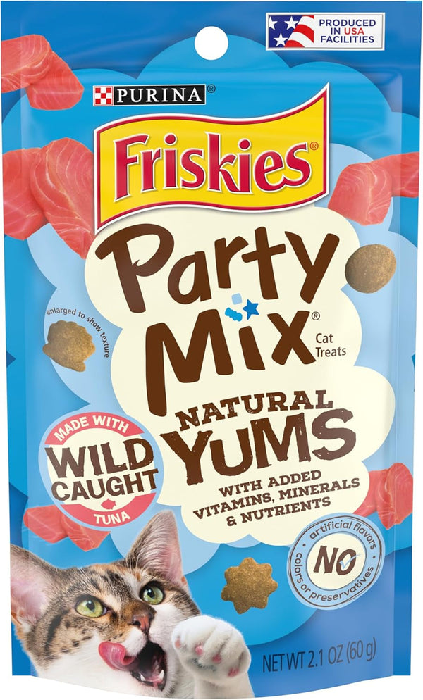 Purina Friskies Natural Cat Treats, Party Mix Natural Yums with Wild Caught Tuna and Added Vitamins, Minerals and Nutrients - 20 Oz. Canister13