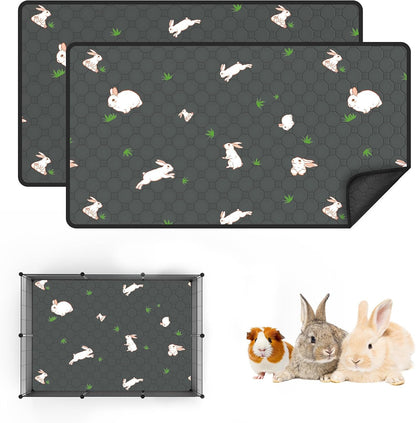 2-Pack Guinea Pig Cage Liner, 24" X 47" Reusable Guinea Pig Bedding Washable Absorbent Pee Pads for Dogs Rabbit Chinchilla Hamster, Leakproof & anti Slip23