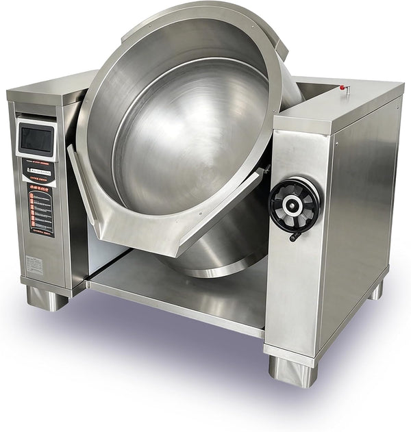 200L Commercial Tilting Induction Skillet, 25KW High Power Stir Fry Wok, 800Mm Diameter 420Mm Depth, Full Stainless Steel & Cast Iron, Heavy Duty for Restaurant Central Kitchen Food Processing1