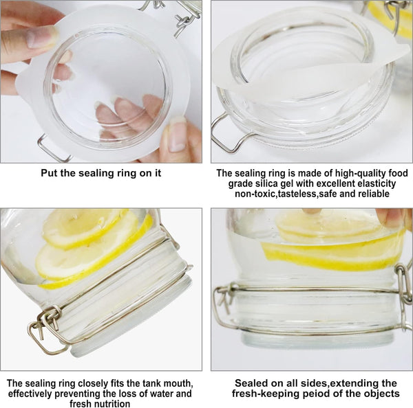 3.75 Inches Diameter Rubber Seals for Glass Jars, 6 Pcs Food Grade Airtight Replacemen Silicone Jar Gaskets, Leakproof Gasket Sealing Rings for Canning Mason Jars, Fits Most Sizes (White and Orange)4