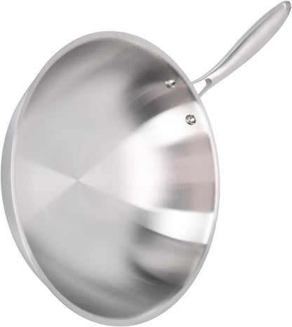 Stir Fry Pan, 304 Stainless Steel Wok, Multi Layer Composite Cookware, Non Stick Cooking Surface, Flat Bottom, Induction Ready for Gas Electric and Induction Stoves (34CM)4