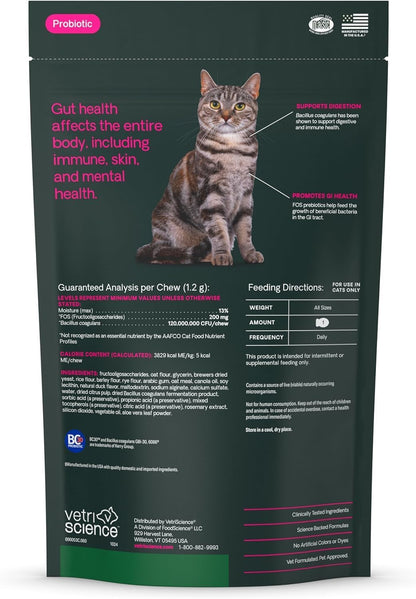 Vetriscience Gut Health Chews, Probiotic Everyday Digestive Supplement for Cats, Pet Probiotics for Digestion Support, Gas and Diarrhea, Immune Support, 120 Million CFU per Chew, Duck, 60 Count7
