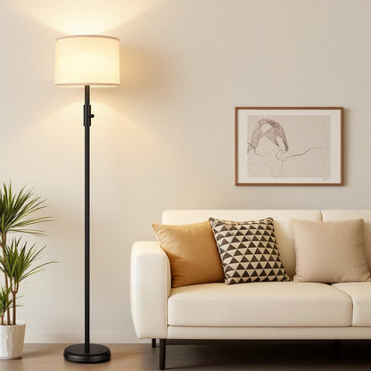 【Upgraded】 Dimmable Floor Lamp for Living Room,1000 Lumens Bulb Included, Modern Floor Lamps Simple Design with Linen Shade, Tall Standing Lamp for Bedroom Office Dining Room, Black Pole Lamp8