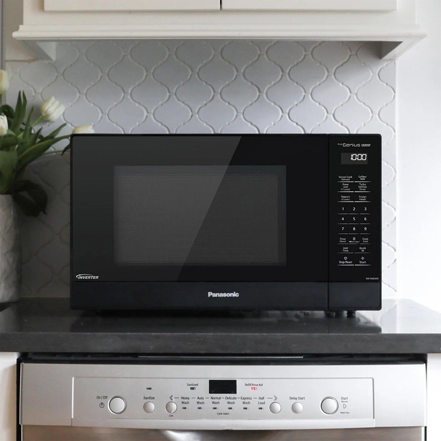 panasonic-nn-sn65kb-microwave-oven-with-inverter-technology-1200w-1-2-cu-ft-small-genius-sensor-one-touch-cooking-popcorn-button-turbo-defrost-nn-sn65kb-black