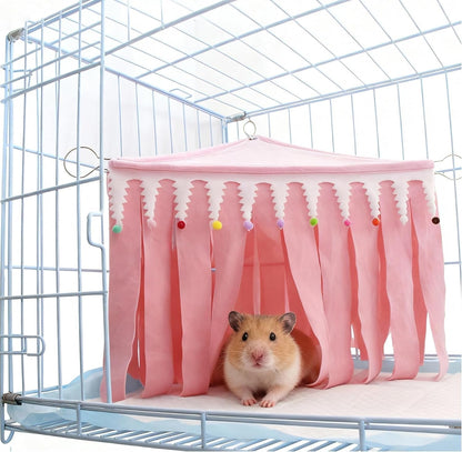 Guinea Pig Hideout,Pets Forest Cage Corner Hideout,Cage Accessories for Guinea Pig, Bunny, Chinchilla, Hamster, Rabbit and Other Small Pets, No Metal Fences (Pink,Medium)4