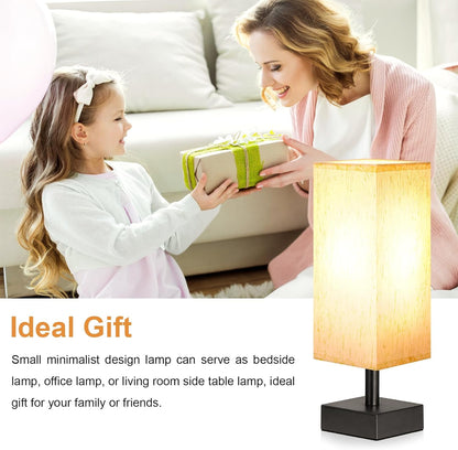 Small Bedside Table Lamp for Bedroom - Square Cream Fabric Shade | Inline Rocker Switch, Corded Electric, Bulb Not Included, 12.8" Mini Table Lamp for Nightstand, Desk, Dorm, Office5