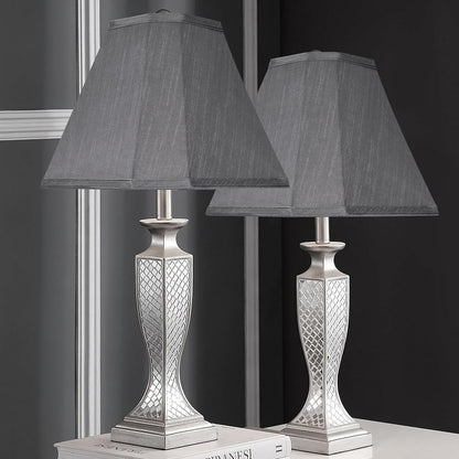 Bell Lamp Shade Set of 2,6.5" X 13" X 10.5",Grey Fabric Lampshade | Retro Scalloped Lamp Shade for Table Lamps,Floor Lamps Replacement,Spider Fitter,Easy Assembly4