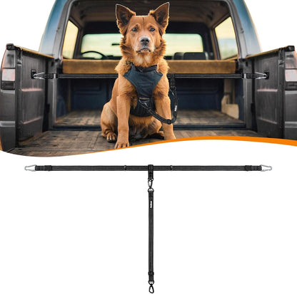 Petbonus Truck Bed Dog Leash, Functional Safety Dog Truck Bed Tether | for 1 Dog, Truck Bed Tie down System, Adjustable, Pick-Up Bed Restraint Lead, Ratchet Tightening Car Harness Belt, Black1