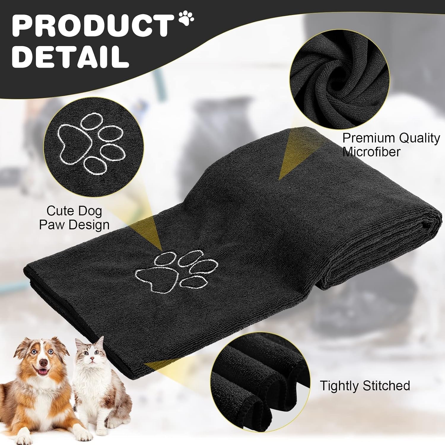 chumia-4-pack-dog-towels-for-drying-large-microfiber-grooming-tools-absorbent-soft-bath-supplies-with-embroidered-paw-for-small-medium-pet-products16-x-32-inch-black
