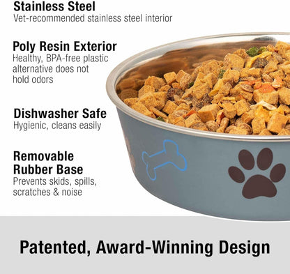 Loving Pets Bella Dog Bowls- Stainless Steel Dog & Cat Bowls - Spill Proof Dog Food Bowl, Cat Bowl, Puppy Essentials & Pet Supplies Great for Home & Travel (Medium 20-35 Lbs, Blueberry)2