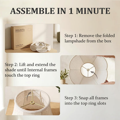 Beige Scalloped Lamp Shades Set of 2, 6.7" X 13" X 10" Bell Linen Lampshades with Petal Edge Braid, Medium Spider Fitter Replacement for Table Lamps, Living Room & Bedroom, Easy Assembly Required5