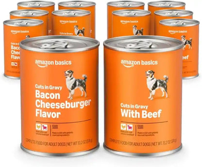 Amazon Basics Wet Dog Food Meaty Loaf Variety Pack, Filet Mignon Flavor and Chicken & Rice Dinner, Made with Real Chicken and Beef, 13.2 Oz Can, (6 Cans of Each Flavor, 12 Cans in Total)19