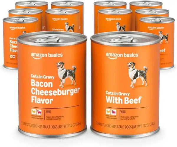 Amazon Basics Wet Dog Food Meaty Loaf Variety Pack, Filet Mignon Flavor and Chicken & Rice Dinner, Made with Real Chicken and Beef, 13.2 Oz Can, (6 Cans of Each Flavor, 12 Cans in Total)19