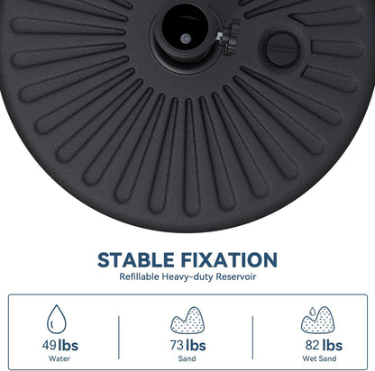 82Lb Capacity Outdoor Umbrella Base Water Filled Stand, Patio Umbrella Base Stand, Patio Outdoor Heavy Duty Umbrella Holder Stand (Black)6