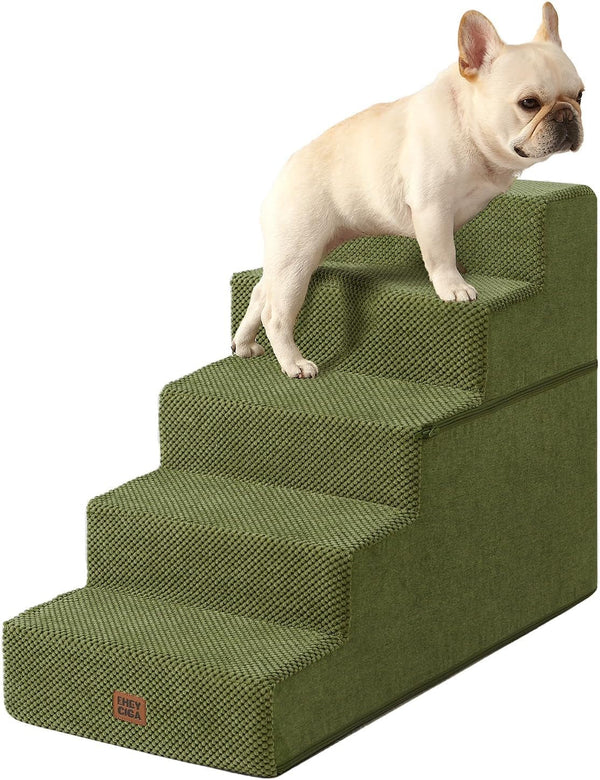 EHEYCIGA Dog Stairs for Bed 18" H, Dog 4-Steps for High Bed, Olive Green | Pet Steps for Small Dogs and Cats, Non-Slip Balanced Pet Ramp Indoor30