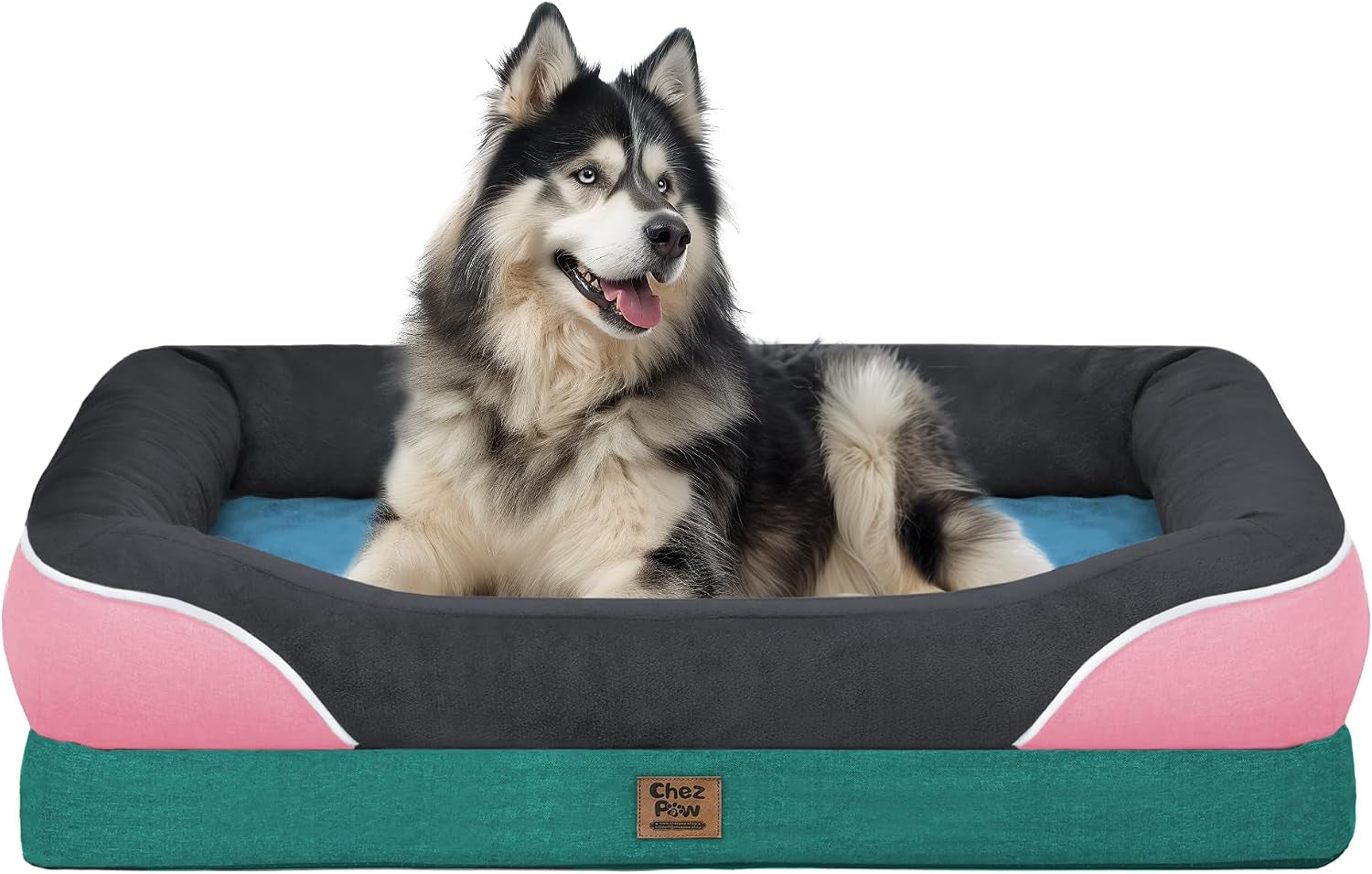 chez-paw-waterproof-orthopedic-xl-dog-bed-for-large-and-extra-large-dogs-egg-crate-foam-4-sided-bolster-support-waterproof-liner-non-slip-bottom-machine-washable-cover-42-x-30-inch