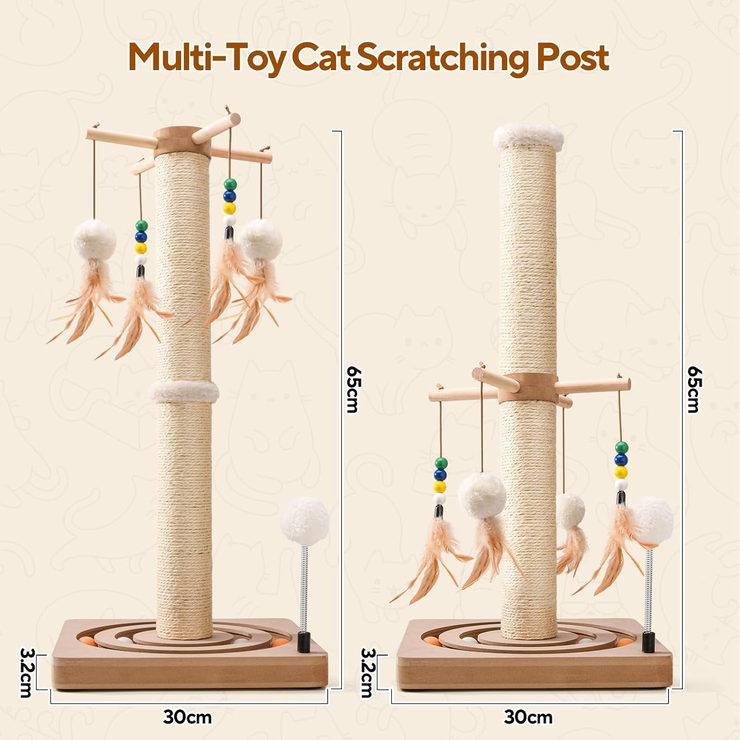 liflix-25-inches-cat-scratching-post-with-interactive-toys-sisal-cat-scratch-post-with-sturdy-ball-track-base-for-indoor-cats-and-kittens