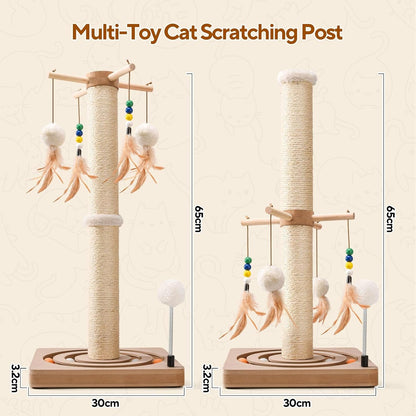 LIFLIX 25 Inches Cat Scratching Post with Interactive Toys, Sisal Cat Scratch Post with Sturdy Ball Track Base for Indoor Cats and Kittens2