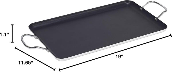 Double Burner Griddle Non-Stick 20-Inch, Black | Nonstick Coated Surface, Dual Side Handles, Ideal for Breakfast Foods, Perfect for Gatherings9