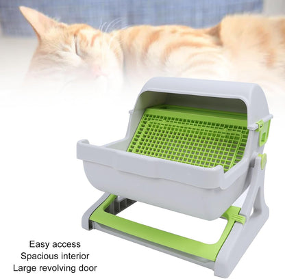 Self Cleaning Cat Litter Box Enclosure Semi Automatic, PP Plastic Easy Assembly Tipping Bucket Style Large Kitty Litter Box for Indoor Cats4
