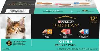 Purina Pro Plan High Protein Wet Kitten Food Variety Pack, DEVELOPMENT Kitten Favorites - (Pack of 24) 3 Oz. Cans14