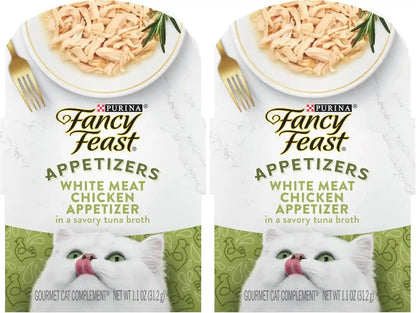 Purina Fancy Feast Appetizers Grain Free Wet Cat Food Complement White Meat Chicken Appetizer in a Savory Tuna Broth Cat Food Topper - (Pack of 10) 1.1 Oz. Trays9