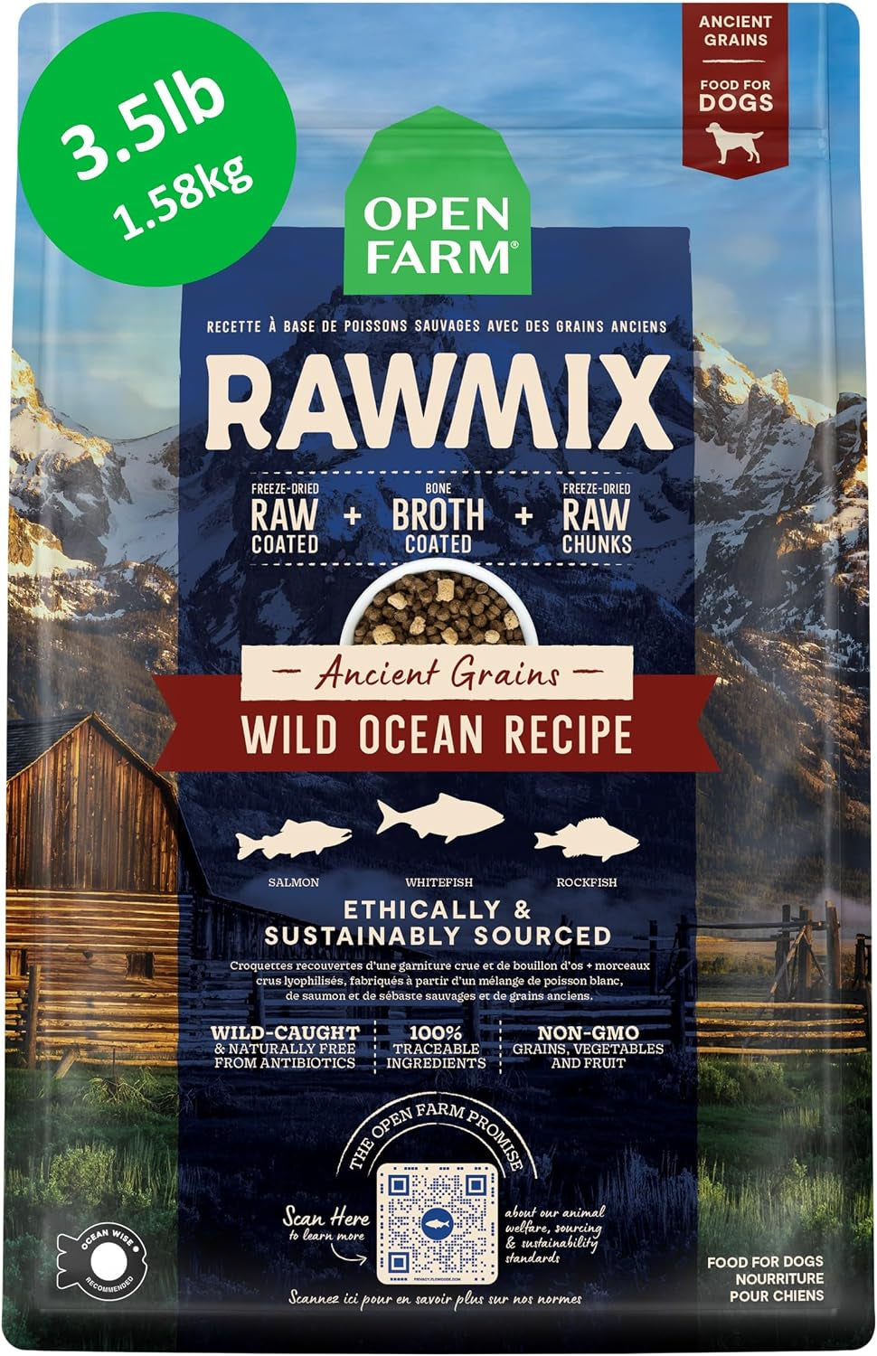 open-farm-rawmix-ancient-grains-dry-dog-food-wild-ocean-kibble-20lb-bag-wild-caught-whitefish-salmon-and-rockfish-freeze-dried-raw-chunks-100-traceable-ingredients-non-gmo-fruits-veggies
