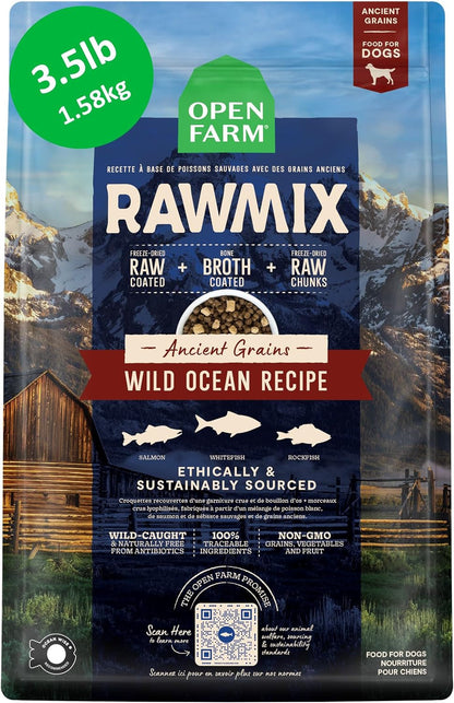 Open Farm Rawmix Ancient Grains Dry Dog Food, Wild Ocean Kibble, 20Lb Bag | Wild-Caught Whitefish, Salmon and Rockfish, Freeze Dried Raw Chunks, 100% Traceable Ingredients, Non-Gmo Fruits & Veggies.16
