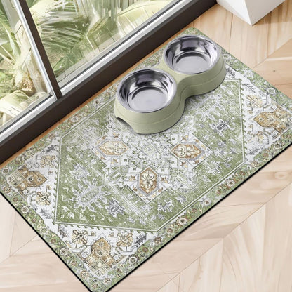 Dog Food Mats for Floors Absorbent, Pet Cat Food Mat - Non Slip Dog Bowl Mats for Food and Water, Eco-Friendly Boho Dog Placemats Feeding Mat Pet Supplies10