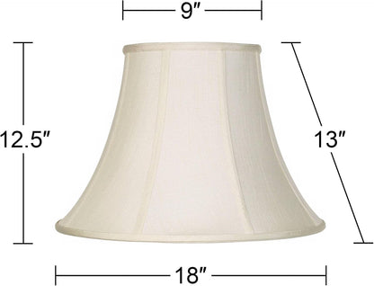 Creme Extra Large Fabric Bell Set of 2 Lamp Shades 9X18X13 (Spider) | 9" Top X 18" Bottom X 13" High Replacement for Table + Floor Lamps Flared Shade Pre-Assembled Cream Harp + Finial Fitting4