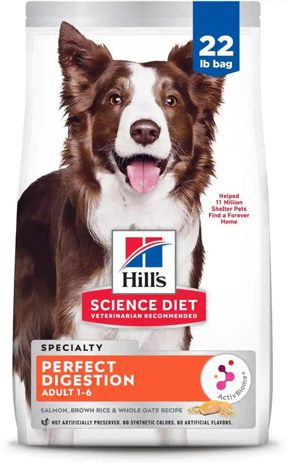 Hill'S Science Diet Adult 1-6 Perfect Digestion Dry Dog Food | #1 Veterinarian Recommended, Salmon, Whole Oats, & Brown Rice, 22 Lb. Bag1