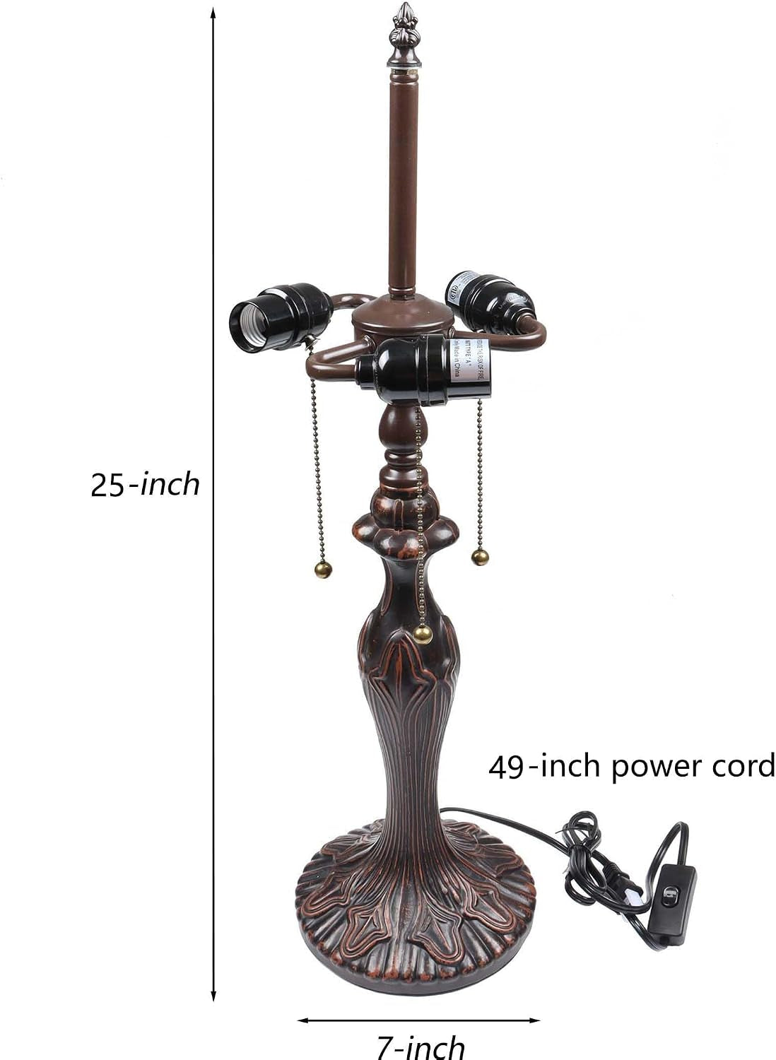 b10024-antique-metal-table-lamp-base-with-3-light-sockets-brown-7-wx25-h