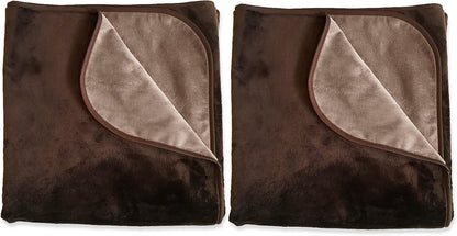 Silky Waterproof Throw for Protecting Furniture Bed Couch from Stains Caused by Dogs, Cats, Incontinence. Soft, Washable, Reversible (Size Small 2Pack 30X35 Inches, Color Chocolate/Cappuccino)1