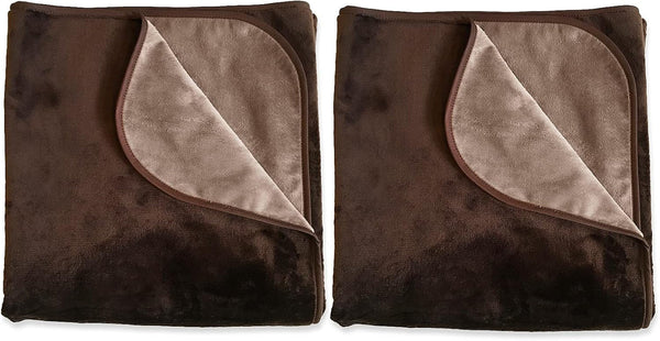 Silky Waterproof Throw for Protecting Furniture Bed Couch from Stains Caused by Dogs, Cats, Incontinence. Soft, Washable, Reversible (Size Small 2Pack 30X35 Inches, Color Chocolate/Cappuccino)1