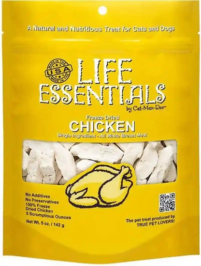Life Essentials by Cat-Man-Doo | Chicken - 5Oz. Bag | Freeze Dried Chicken Cat & Dog Treats | Healthy, Single Ingredient, Training Treats, High Protein4