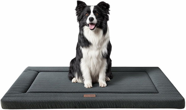 Dog Bed for Crate, Medium/Large Dogs Crate Bed,Washable Dog Beds Kennel Mat | Pet Beds Mat W/ Soft Wavy Plush Comfortable Anti-Slip Sleeping Mattress for Dogs & Cats,Gray9